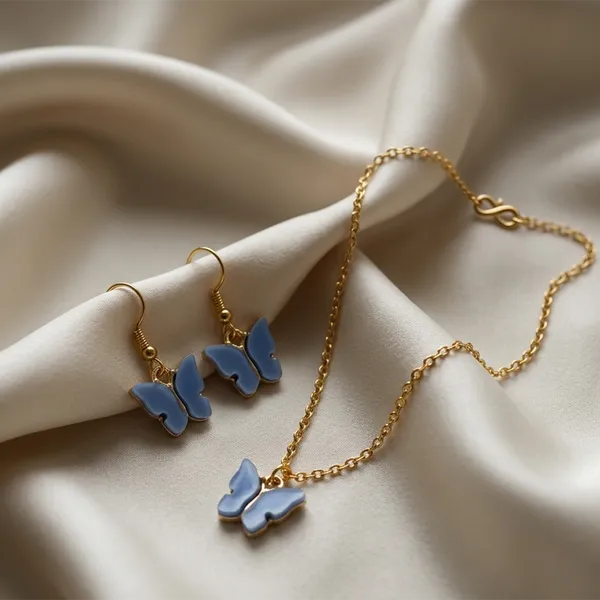 The99jewel_Delicate_Butterfly_Charm_Chain_Pendant_Set_For_Women_Blue