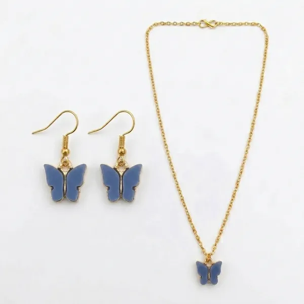 The99jewel_Delicate_Butterfly_Charm_Chain_Pendant_Set_For_Women_Blue