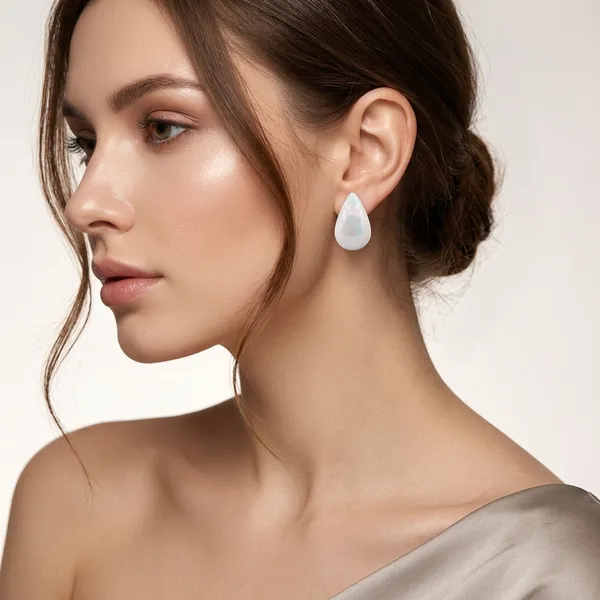 The99jewel_Glossy_Teardrop_Stud_Earrings_For_Women_White