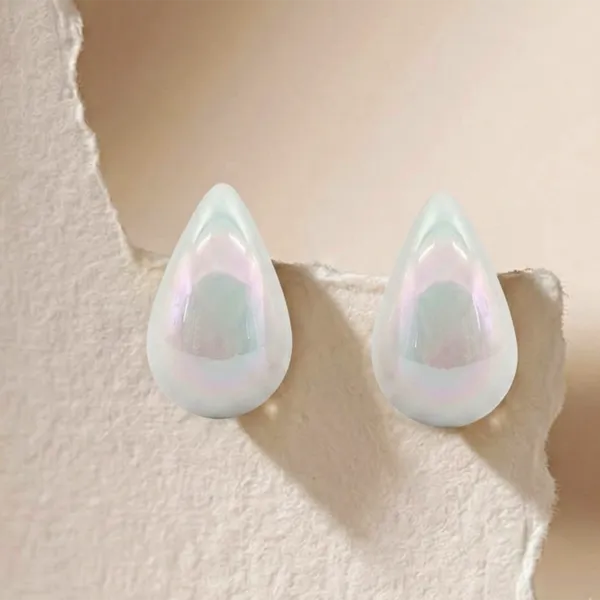 The99jewel_Glossy_Teardrop_Stud_Earrings_For_Women_White