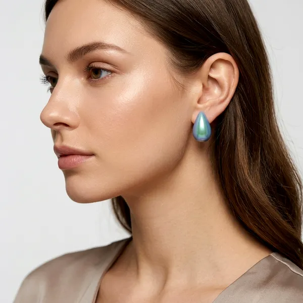 The99jewel_Glossy_Teardrop_Stud_Earrings_For_Women_Blue