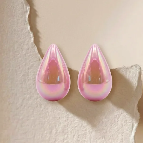 The99jewel_Glossy_Teardrop_Stud_Earrings_For_Women_Light_Pink