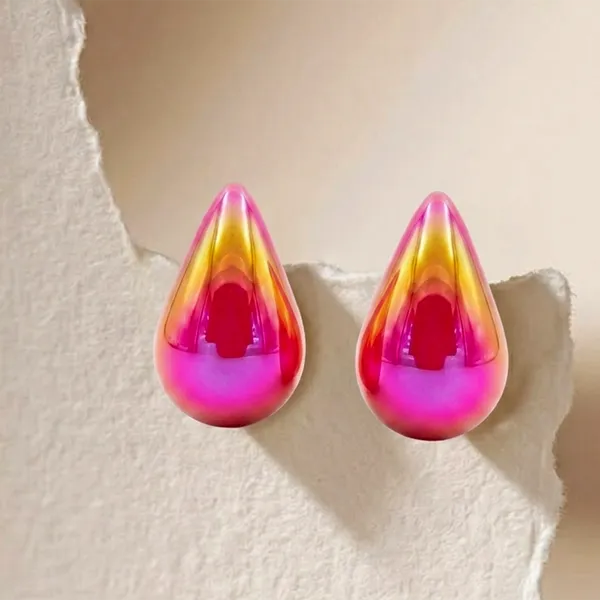 The99jewel_Glossy_Teardrop_Stud_Earrings_For_Women_Pink
