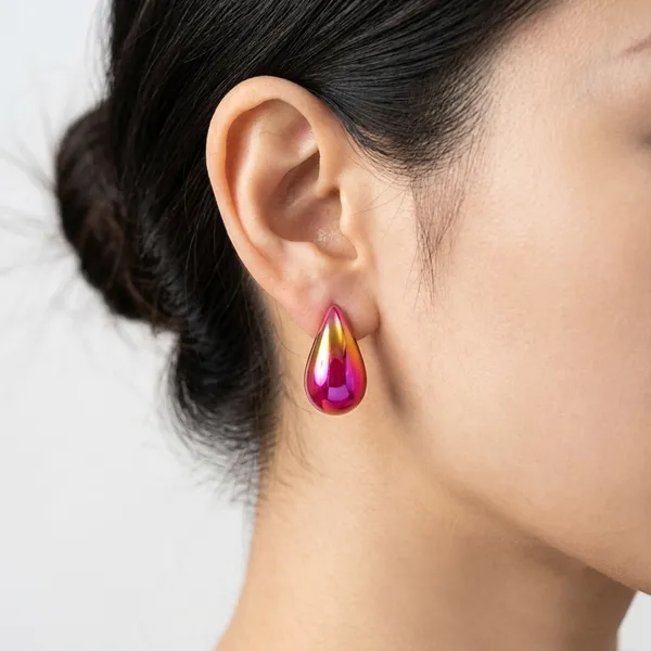 The99jewel_Glossy_Teardrop_Stud_Earrings_For_Women_Pink