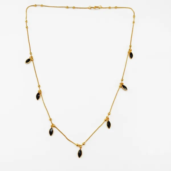 The99jewel_Minimal_Gold_Chain_Necklace_With_Crystal_Drop_Charms_Black