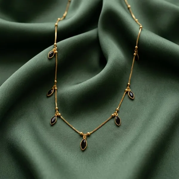 The99jewel_Minimal_Gold_Chain_Necklace_With_Crystal_Drop_Charms_Black