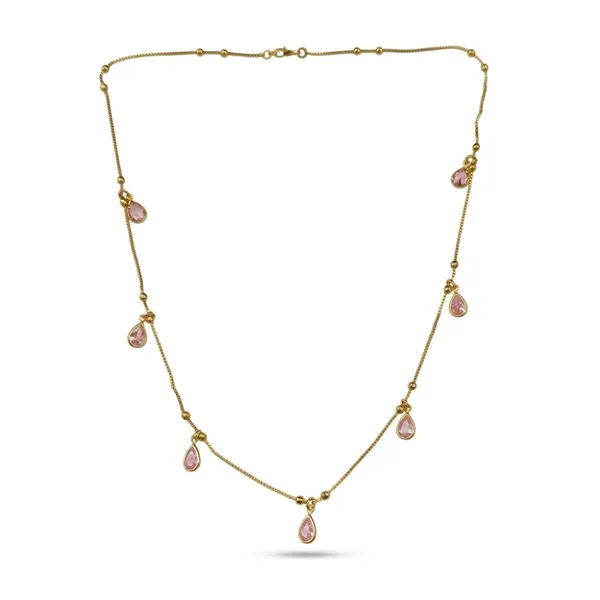 The99jewel_Minimal_Gold_Chain_Necklace_With_Crystal_Drop_Charms_Light_Pink