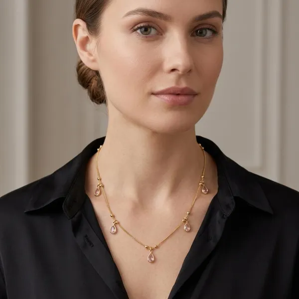 The99jewel_Minimal_Gold_Chain_Necklace_With_Crystal_Drop_Charms_Light_Pink