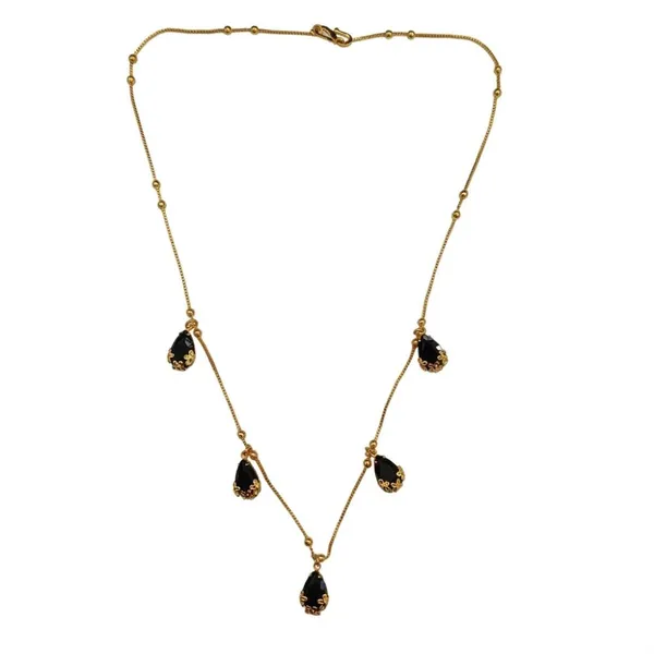 The99jewel_Minimal_Gold_Chain_Necklace_With_Crystal_Drop_Charms_Black