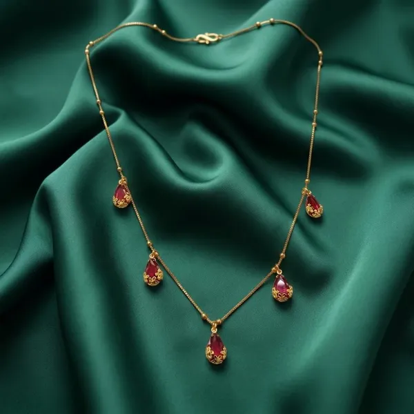 The99jewel_Minimal_Gold_Chain_Necklace_With_Crystal_Drop_Charms_Pink