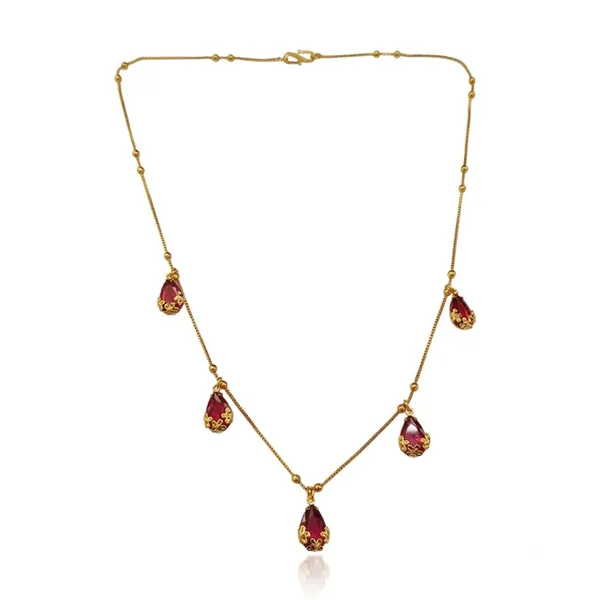 The99jewel_Minimal_Gold_Chain_Necklace_With_Crystal_Drop_Charms_Pink