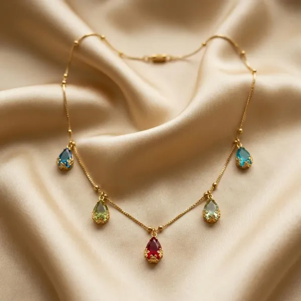The99jewel_Minimal_Gold_Chain_Necklace_With_Crystal_Drop_Charms_Multi