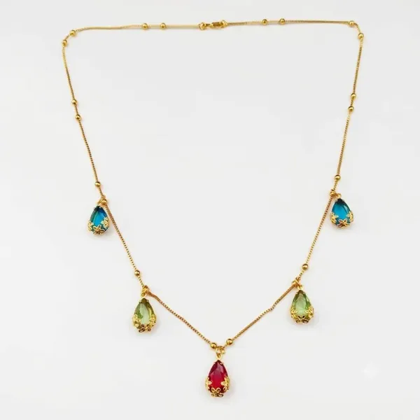 The99jewel_Minimal_Gold_Chain_Necklace_With_Crystal_Drop_Charms_Multi