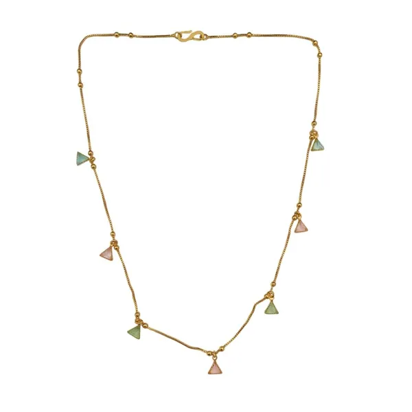 The99jewel_Minimal_Gold_Chain_Necklace_With_Crystal_Drop_Charms_Green_Pink