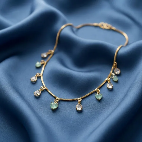The99jewel_Minimal_Gold_Chain_Necklace_With_Crystal_Drop_Charms_White_Green