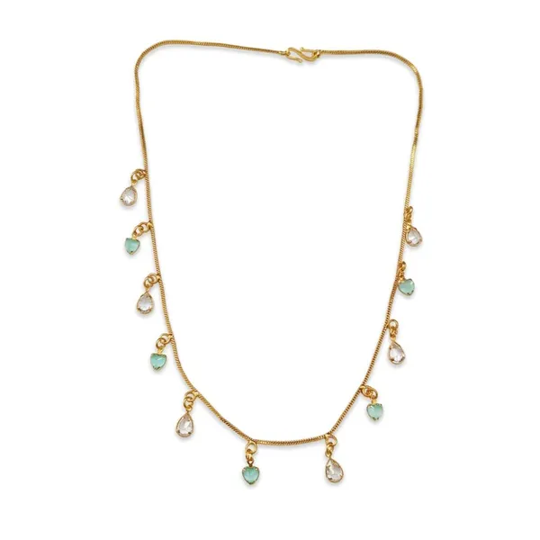 The99jewel_Minimal_Gold_Chain_Necklace_With_Crystal_Drop_Charms_White_Green