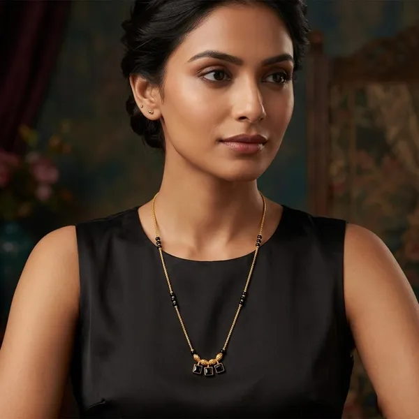 The99jewel_Classic_Gold_Plated_Mangalsutra_With_Sparkling_Crystal_Charms_Black