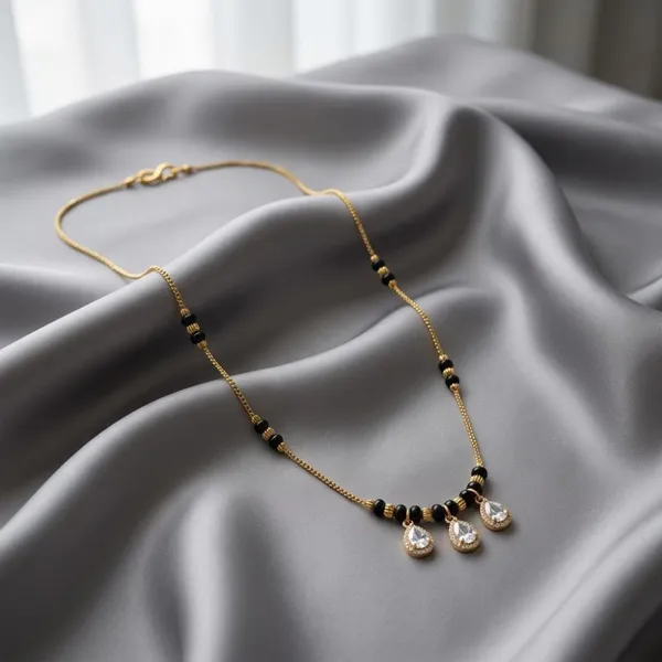 The99jewel_Classic_Gold_Plated_Mangalsutra_With_Sparkling_Crystal_Charms_White