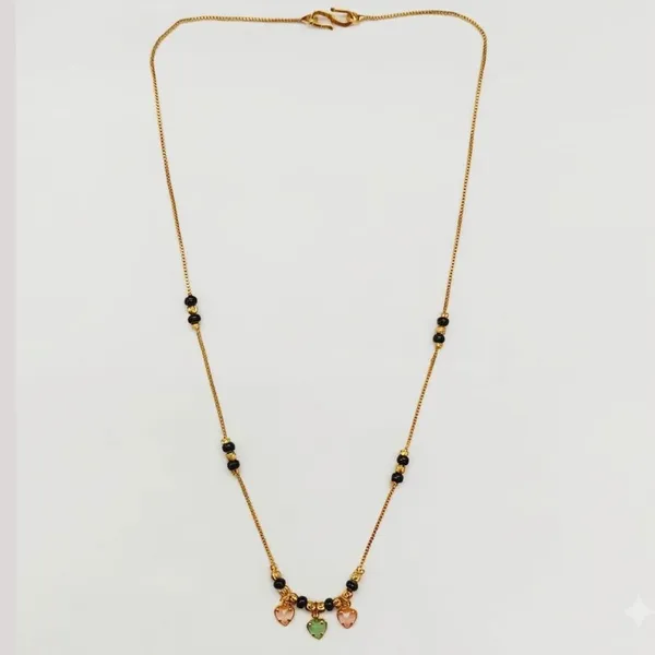 The99jewel_Classic_Gold_Plated_Mangalsutra_With_Sparkling_Crystal_Charms_Green_Pink