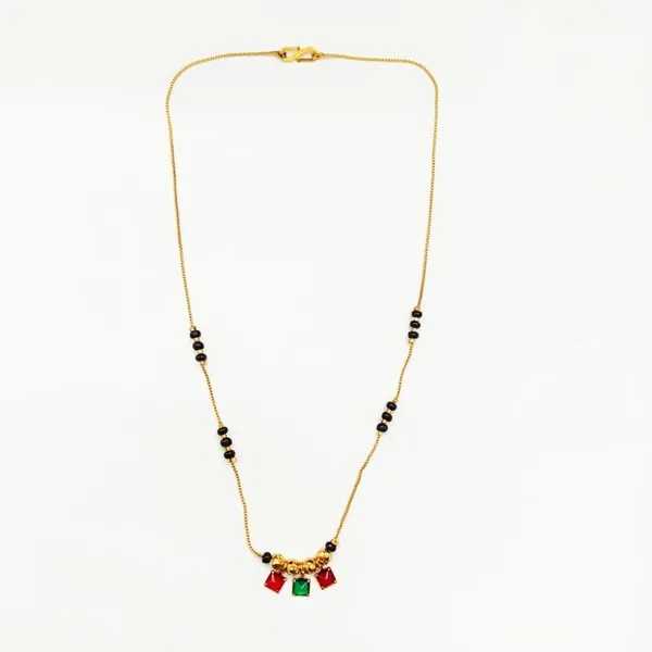 The99jewel_Classic_Gold_Plated_Mangalsutra_With_Sparkling_Crystal_Charms_Green_Red