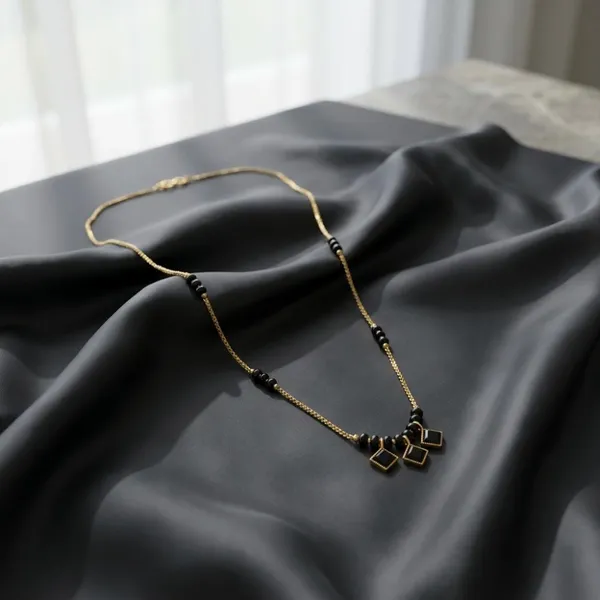 The99jewel_Classic_Gold_Plated_Mangalsutra_With_Sparkling_Crystal_Charms_Black
