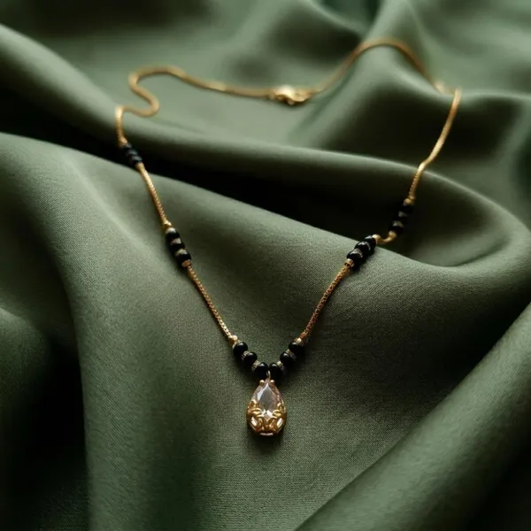 The99jewel_Classic_Gold_Plated_Mangalsutra_With_Sparkling_Crystal_Charms_White