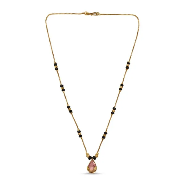 The99jewel_Classic_Gold_Plated_Mangalsutra_With_Sparkling_Crystal_Charms_Pink
