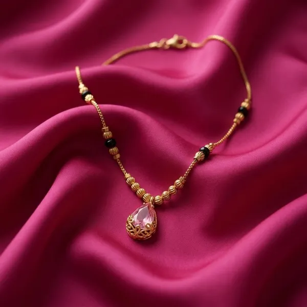 The99jewel_Classic_Gold_Plated_Mangalsutra_With_Sparkling_Crystal_Charms_Light_Pink