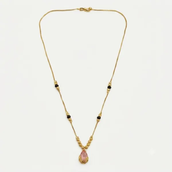The99jewel_Classic_Gold_Plated_Mangalsutra_With_Sparkling_Crystal_Charms_Light_Pink