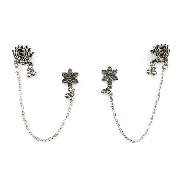 The99jewel_Traditional_Lotus_Motif_Oxidised_Earcuff_For_Women_Oxidised