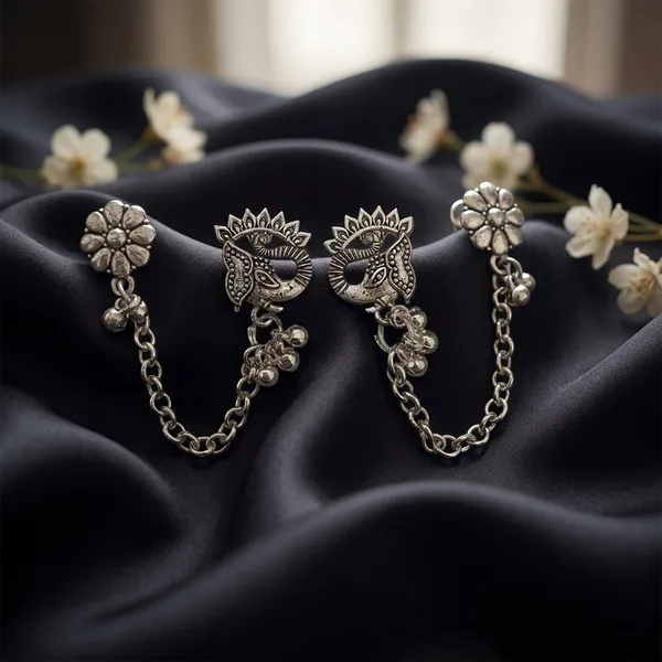 The99jewel_Traditional_Elephant_Face_Motif_Oxidised_Earcuff_For_Women_Oxidised