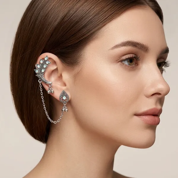 The99jewel_Oxidised_Ear_Cuff_Earring_For_Women_Antique_Silver_Toned_Fashion_Jewelry_Oxidised