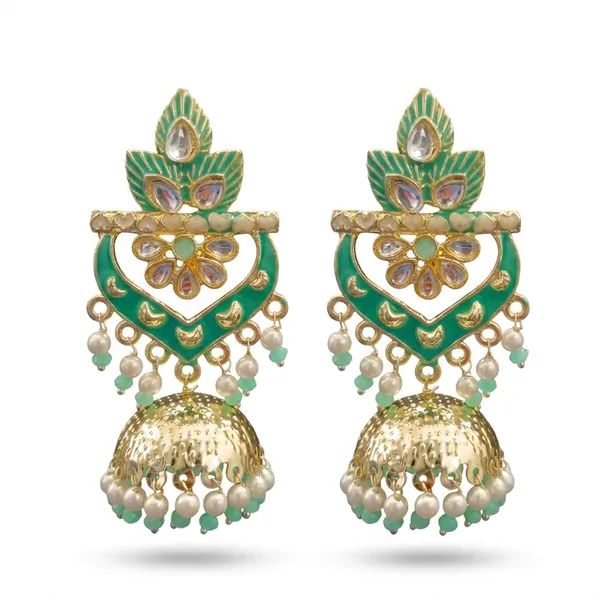 The99jewel_Traditional_Kundan_Stone_Pearl_Drop_Earrings_For_Women_Rama_Green