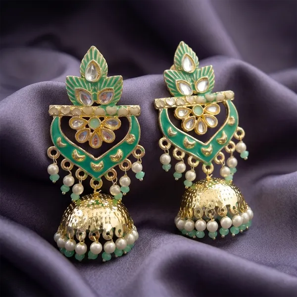 The99jewel_Traditional_Kundan_Stone_Pearl_Drop_Earrings_For_Women_Rama_Green