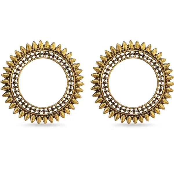 The99jewel_Traditional_Gold_Plated_Circle_Stud_Earring_Gold