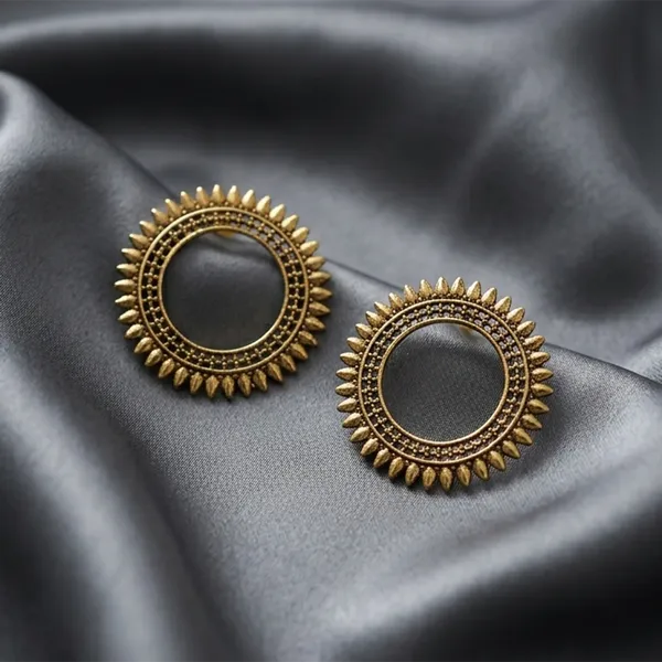 The99jewel_Traditional_Gold_Plated_Circle_Stud_Earring_Gold