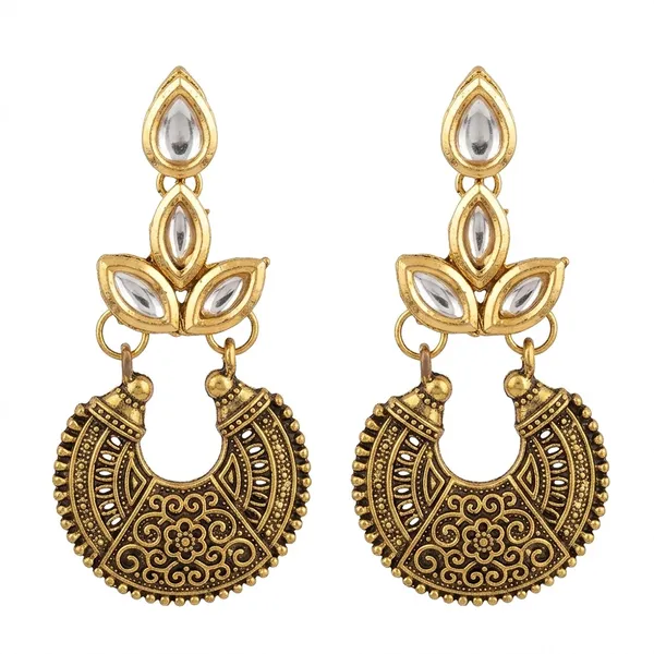 The99jewel_Antique_Gold_Floral_Stone_Chandbali_Earrings_For_Women_White