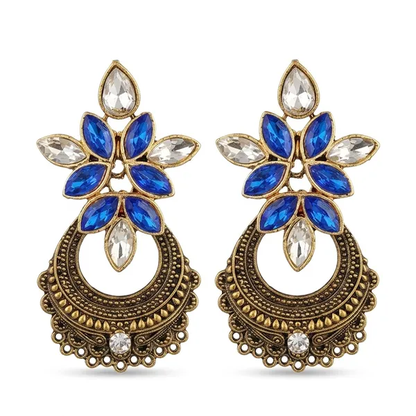 The99jewel_Antique_Gold_Floral_Stone_Chandbali_Earrings_For_Women_Blue