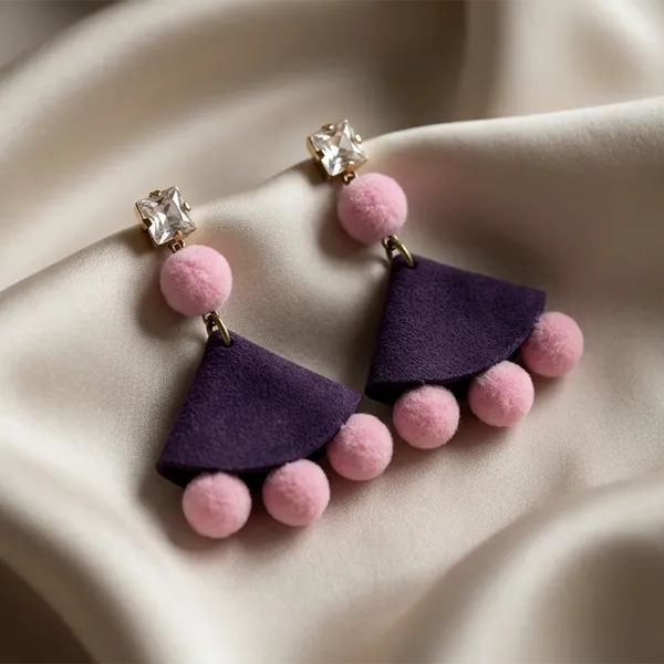 The99jewel_Crystal_Stud_Pom_Pom_Drop_Earrings_Multi