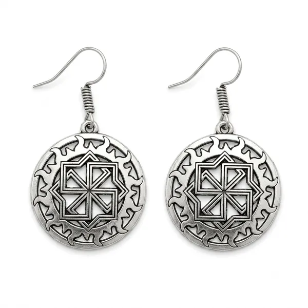 The99jewel_Oxidised_Geometric_Mandala_Earrings_Oxidised