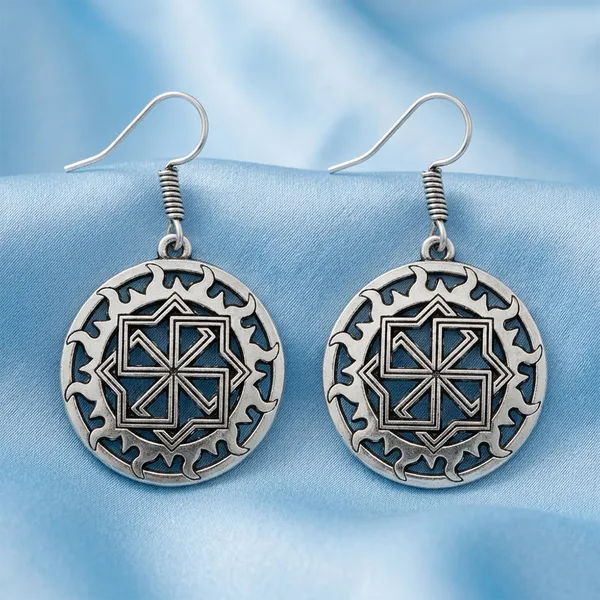 The99jewel_Oxidised_Geometric_Mandala_Earrings_Oxidised