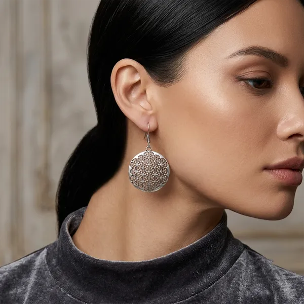 The99jewel_Oxidised_Floral_Geometry_Round_Earrings_Oxidised
