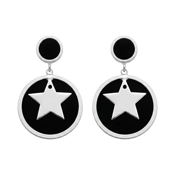 The99jewel_Designer_Abstract_Silver_Plated_Star_Round_Earrings_Silver