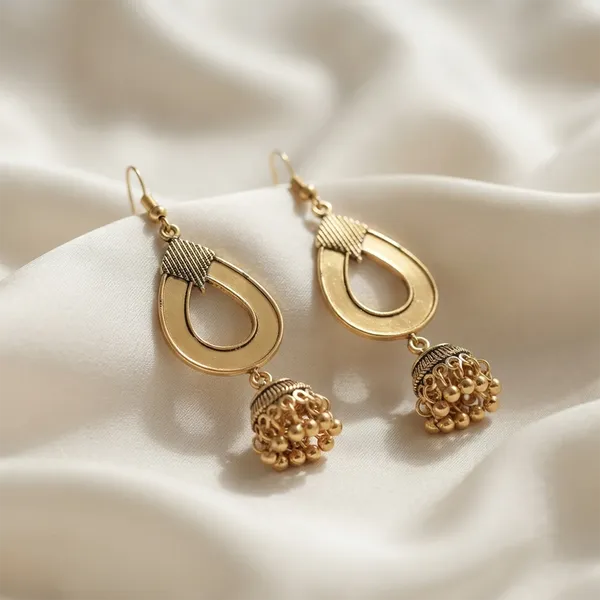 The99jewel_Antique_Gold_Plated_Hexagon_Mirror_Jhumki_Dangler_Earrings_For_Women_Gold
