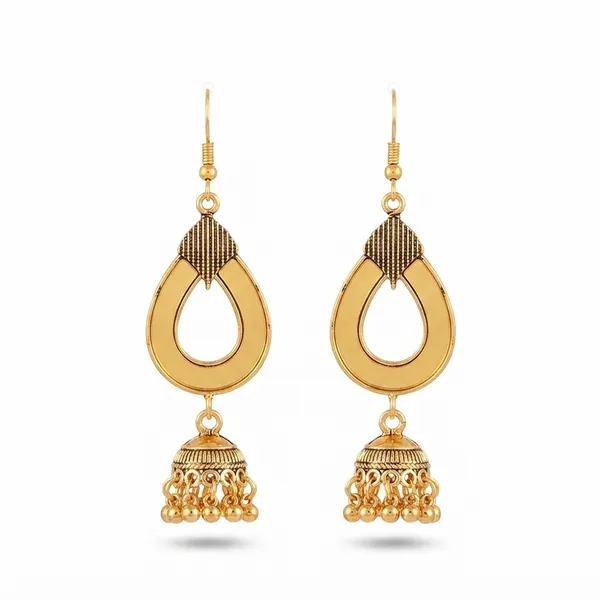 The99jewel_Antique_Gold_Plated_Hexagon_Mirror_Jhumki_Dangler_Earrings_For_Women_Gold