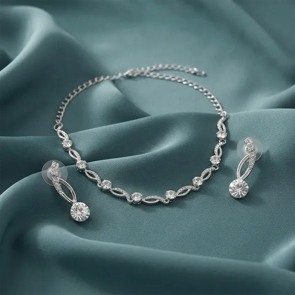 The99jewel_Premium_Austrian_Stone_Necklace_Set_For_Women_Silver