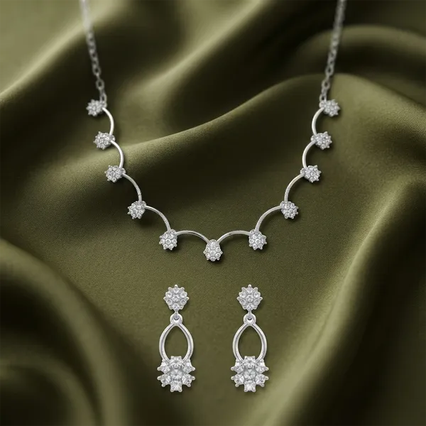 The99jewel_Premium_Austrian_Stone_Necklace_Set_For_Women_Silver