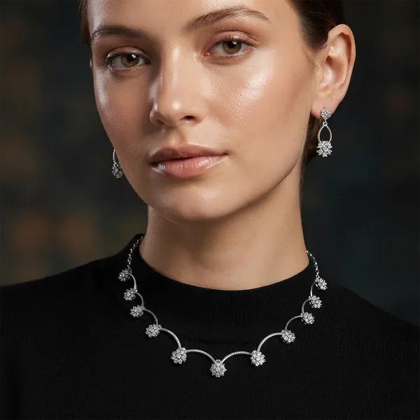The99jewel_Premium_Austrian_Stone_Necklace_Set_For_Women_Silver