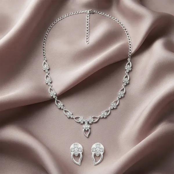 The99jewel_Elegant_Austrian_Stone_Party_Wear_Necklace_Set_Silver