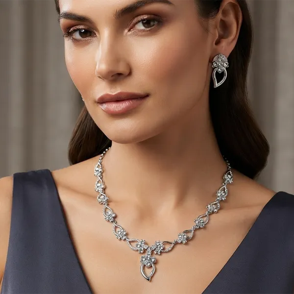 The99jewel_Elegant_Austrian_Stone_Party_Wear_Necklace_Set_Silver